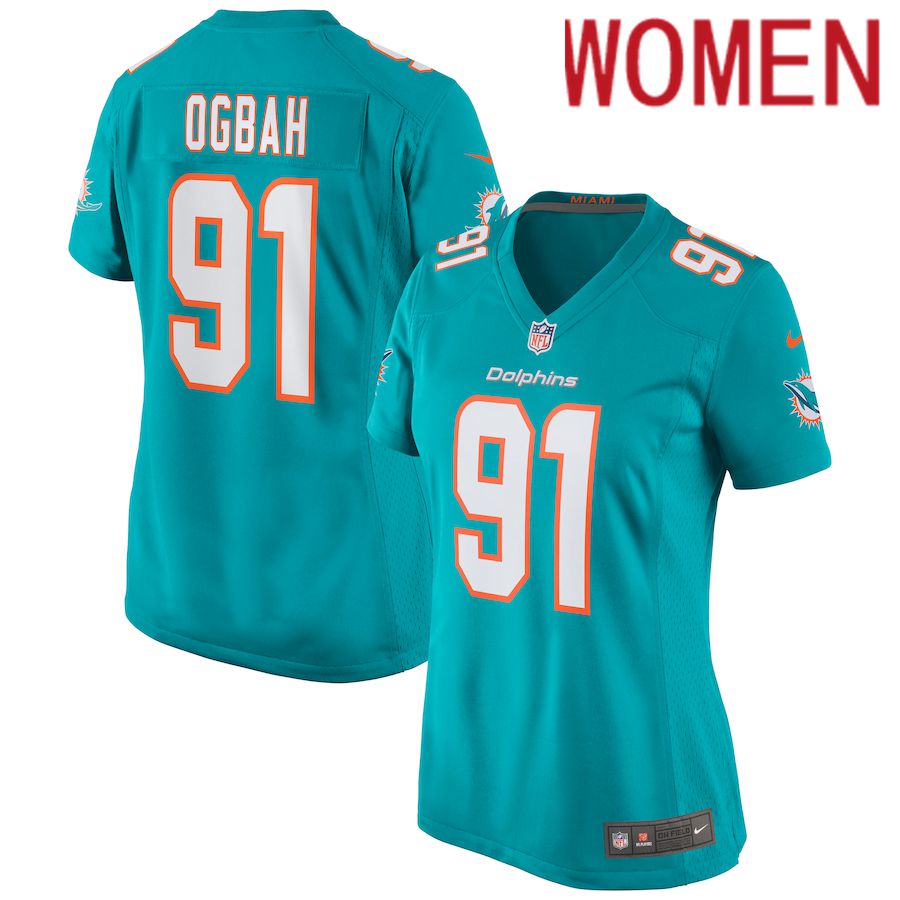 Women Miami Dolphins #91 Emmanuel Ogbah Nike Green Game NFL Jersey->women nfl jersey->Women Jersey